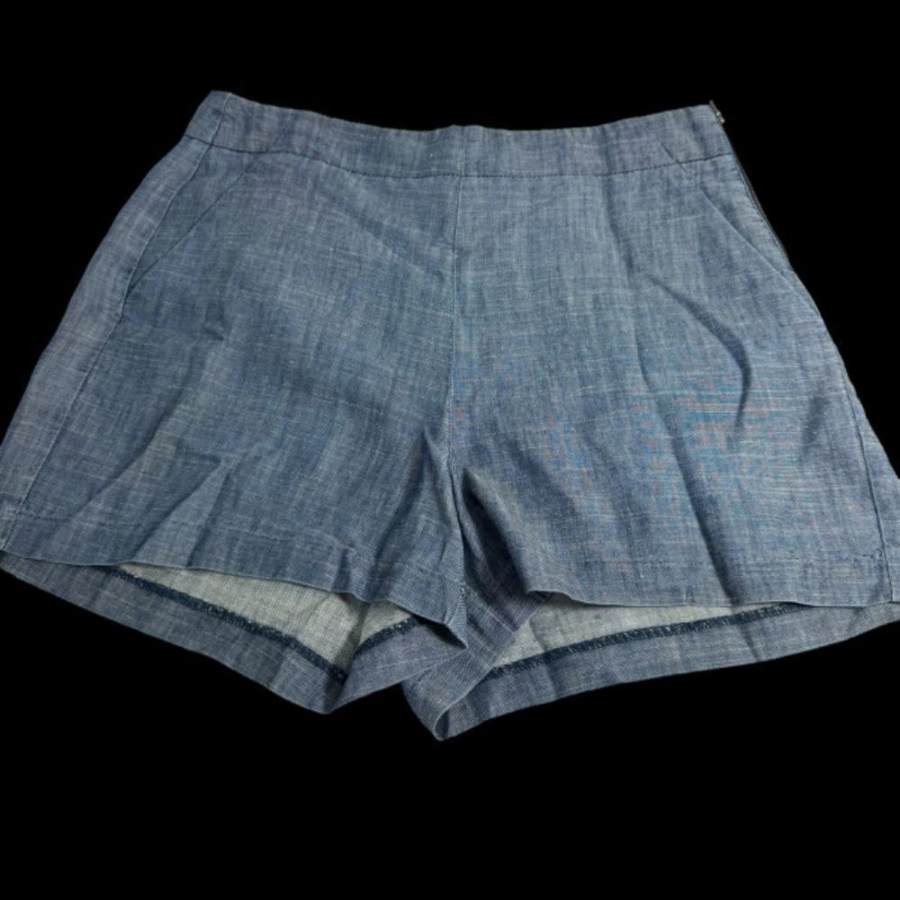 Level 99 Lyocell/Linen Chambray Side Zip High Waist Shorts Sz 27
